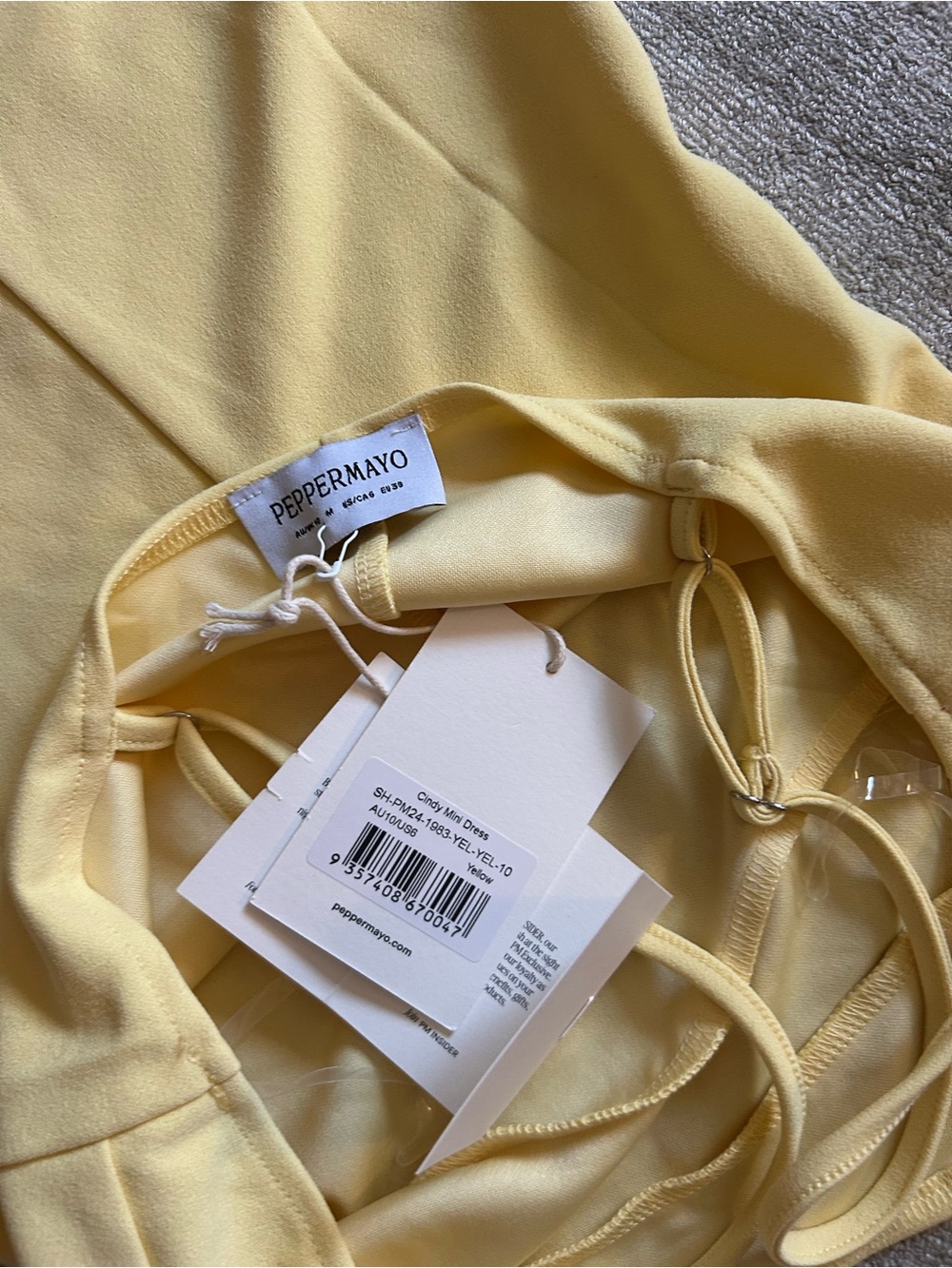 Peppermayo Butter Bustier Yellow Cindy Mini Dress, size 6 - Picture 7 of 7